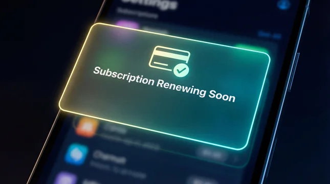 subscription renewing soon message on phone